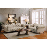 St.Claire Brown Tufted Fabric Sofa overall profile