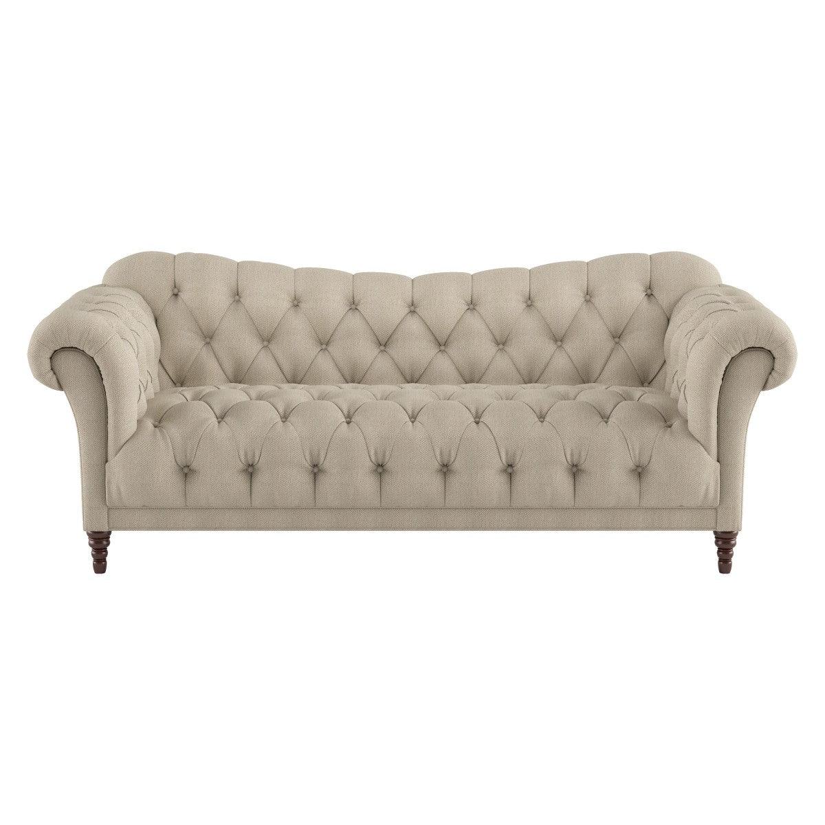 St.Claire Brown Tufted Fabric Sofa front view