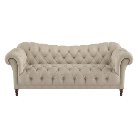 St.Claire Brown Tufted Fabric Sofa front view