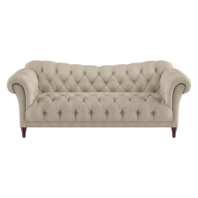 St.Claire Brown Tufted Fabric Sofa front view