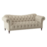 St.Claire Brown Tufted Fabric Sofa side view