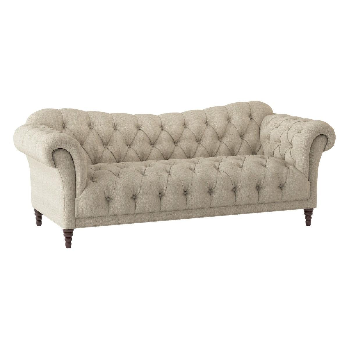 St.Claire Brown Tufted Fabric Sofa side view