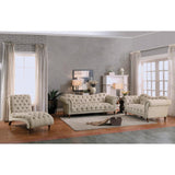 St.Claire Brown Tufted Fabric Sofa fabric texture close-up