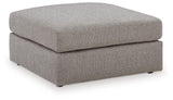 Lindon oversized ottoman front view in smoke chenille fabric
