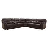 Columbus Brown Faux Leather 6-Piece Modular Reclining Sectional front angle view