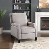 Berenson Coconut recliner side view with armrest detail