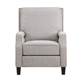 Berenson Coconut chenille fabric push-back recliner chair angled view