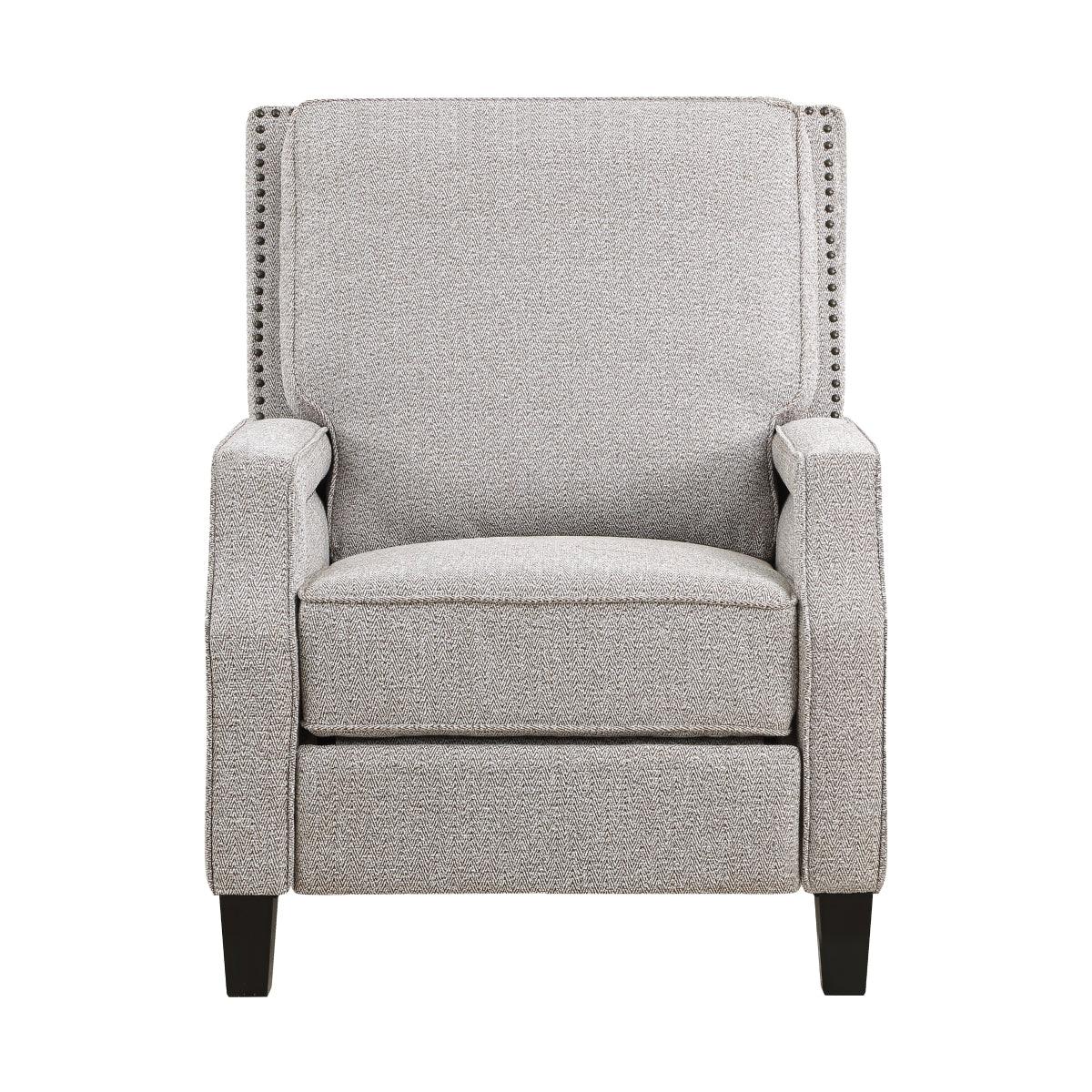 Berenson Coconut chenille fabric push-back recliner chair angled view
