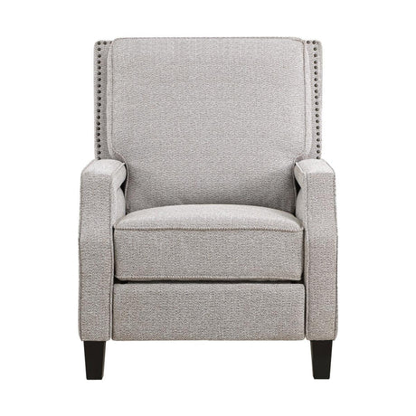 Berenson Coconut chenille fabric push-back recliner chair angled view
