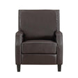 Berenson Dark Brown Faux Leather Recliner Chair front angle view