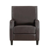 Berenson Dark Brown Faux Leather Recliner Chair front angle view