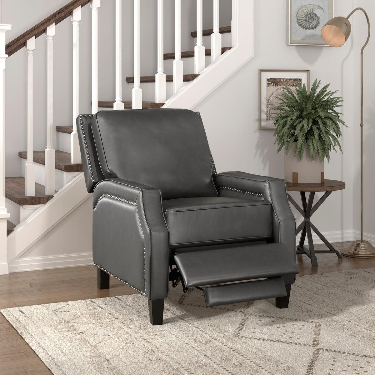 Berenson Gray Recliner Chair from rear angle
