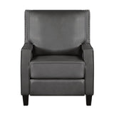 Berenson Gray Recliner Chair in Gray Faux Leather front view
