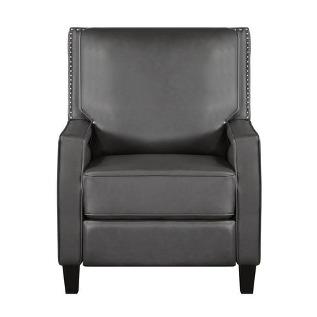 Berenson Gray Recliner Chair in Gray Faux Leather front view