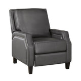 Berenson Gray Recliner Chair side angle with push-back mechanism