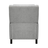 Banks gray textured fabric recliner close-up showing nailhead trim