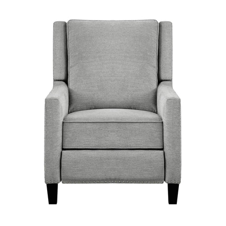 Banks gray fabric push-back recliner chair front angle