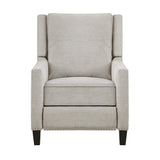 Front view of Banks Sand Push Back Reclining Chair in sand fabric