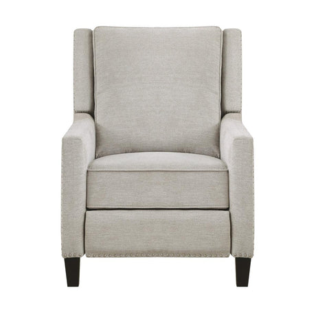 Front view of Banks Sand Push Back Reclining Chair in sand fabric