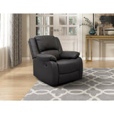 Fairview dark brown faux leather recliner chair angled front view