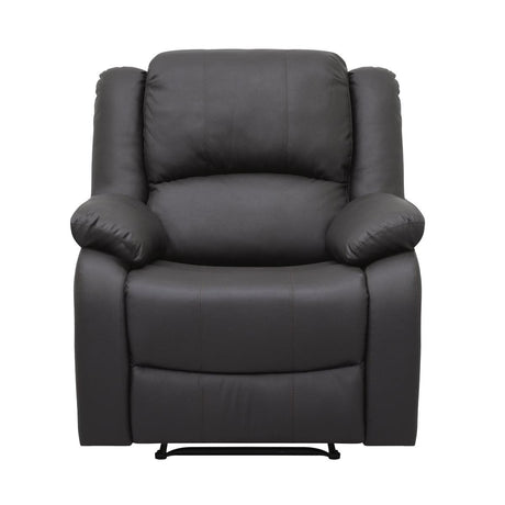 Fairview dark brown faux leather recliner chair front angle