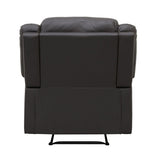 Fairview dark brown faux leather recliner chair side tab reclining mechanism
