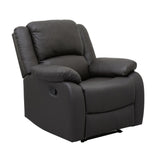 Fairview dark brown faux leather recliner chair reclined position