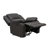 Fairview dark brown faux leather recliner chair cushioned seat detail