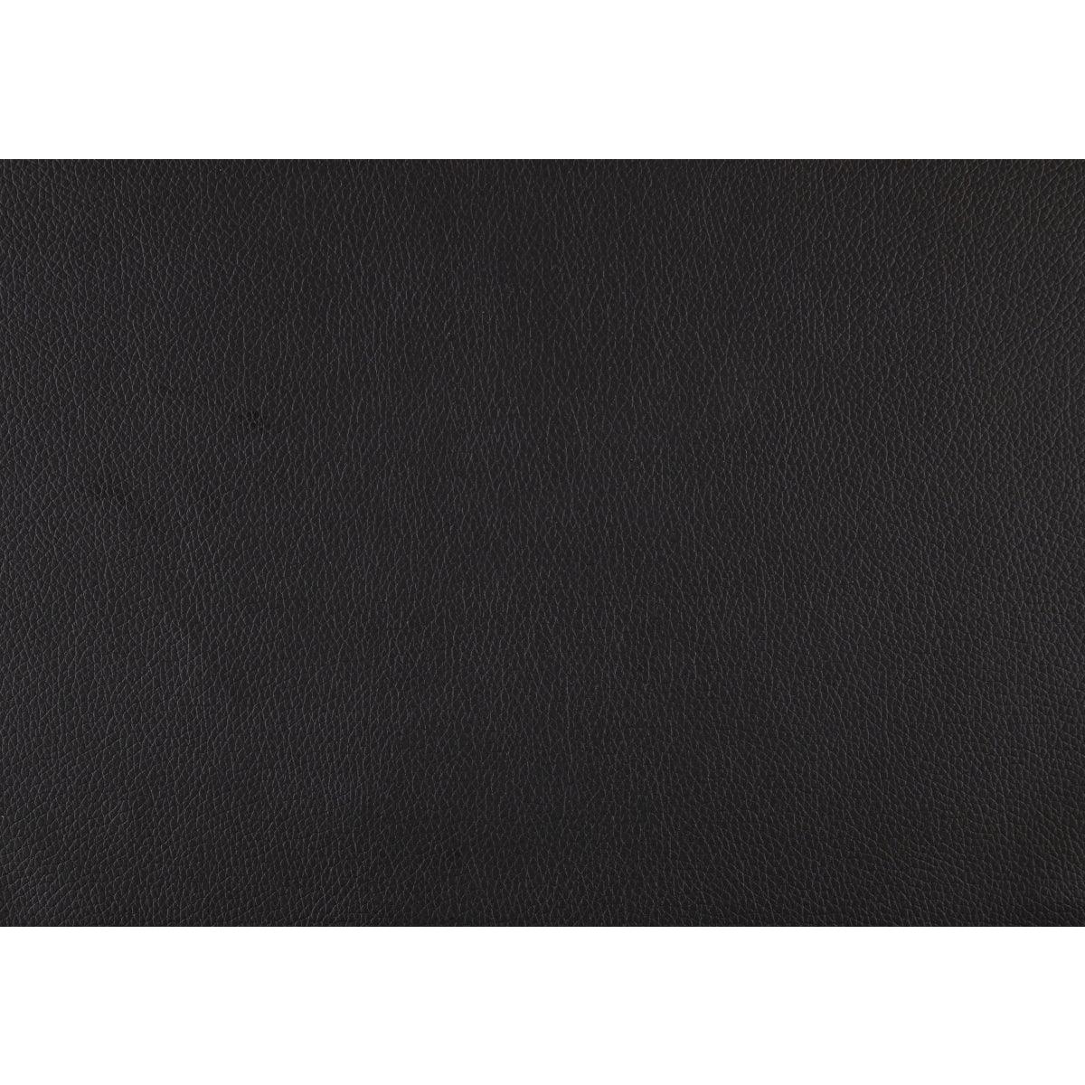 Fabric swatch showing dark brown faux leather upholstery