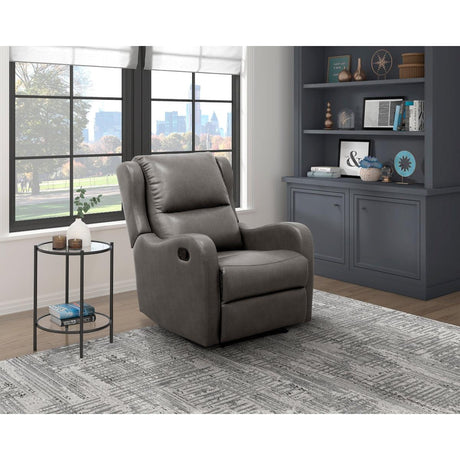 Durant Gray Faux Leather Recliner Chair back view