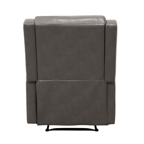 Durant Gray Faux Leather Recliner Chair close-up side pull tab