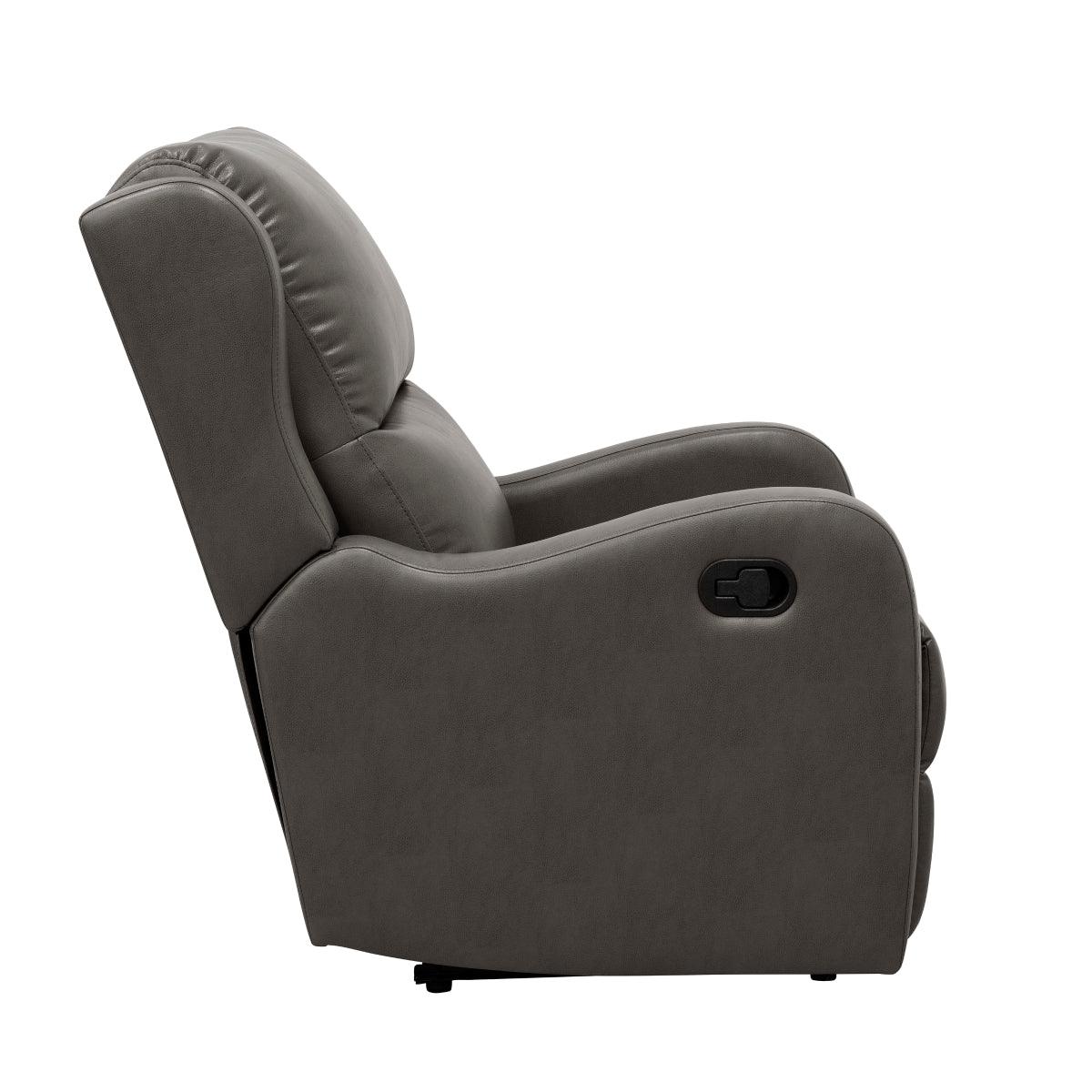 Durant Gray Faux Leather Recliner Chair reclining position