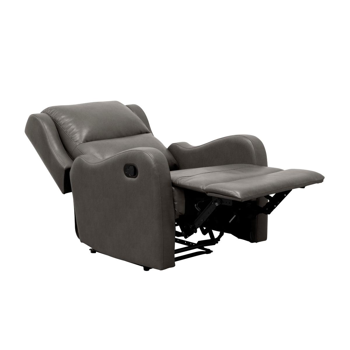 Durant Gray Faux Leather Recliner Chair stitching detail