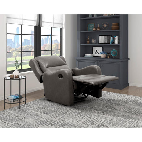 Durant Gray Faux Leather Recliner Chair opened recliner