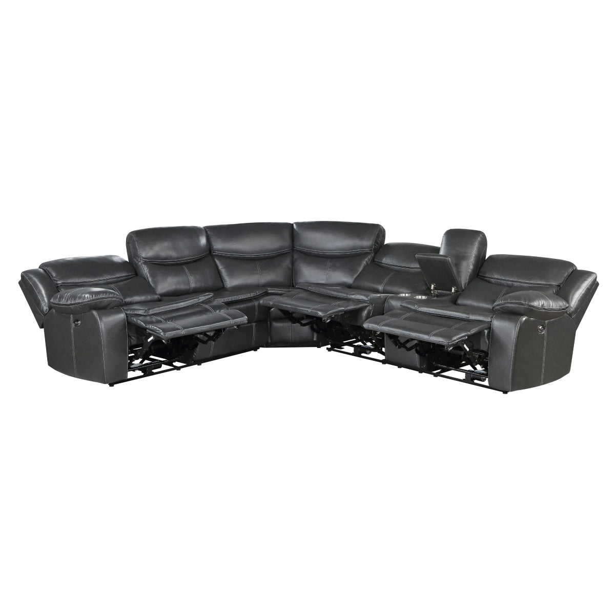Fargo Dark Gray 3-Piece Power Reclining Sectional with Right Console