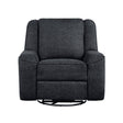 Monterey ebony chenille swivel reclining chair front angle