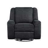 Monterey ebony chenille swivel reclining chair front angle