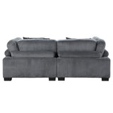 Close-up of gray corduroy fabric upholstery