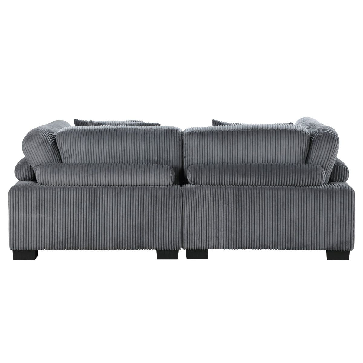 Close-up of gray corduroy fabric upholstery
