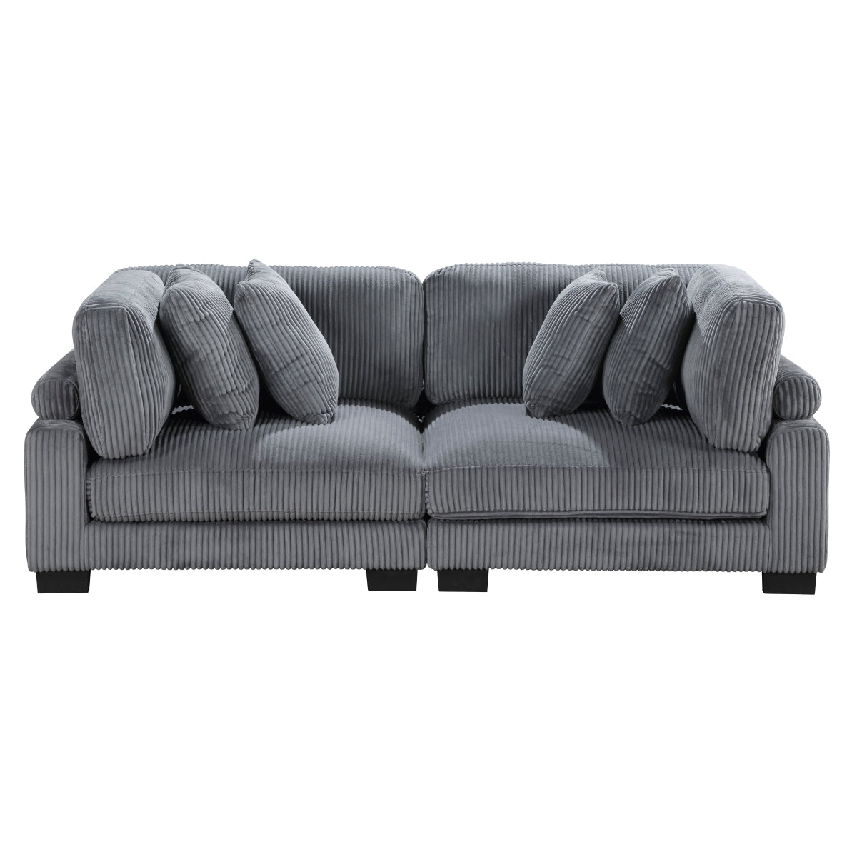 Traverse Gray Corduroy Loveseat front angle view