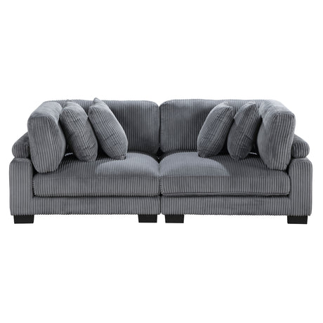 Traverse Gray Corduroy Loveseat front angle view