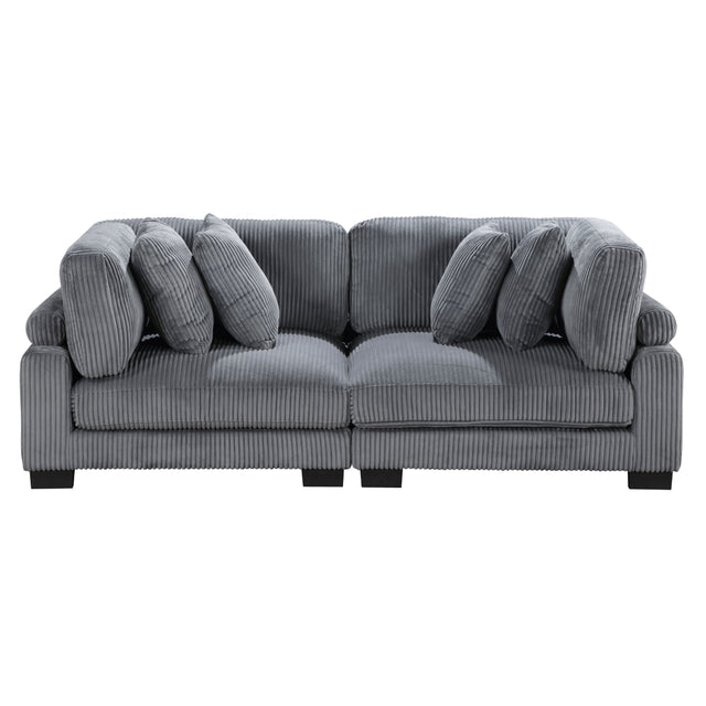 Traverse Gray Corduroy Loveseat front angle view