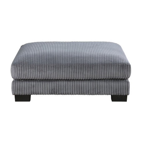 Traverse Ottoman in gray corduroy fabric front view