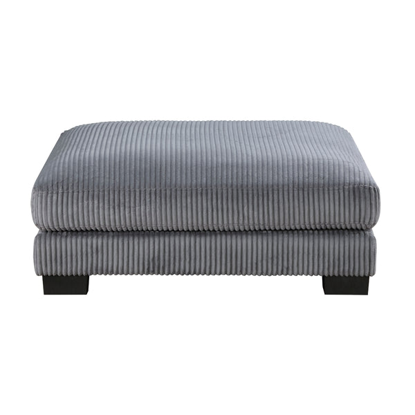 Traverse Ottoman in gray corduroy fabric front view