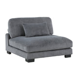 detailed close-up of corduroy fabric on sectional sofa