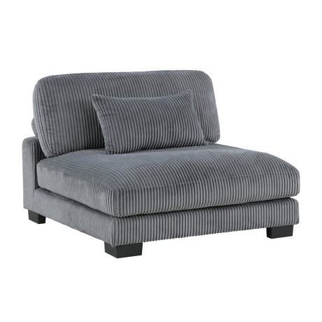 detailed close-up of corduroy fabric on sectional sofa