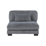 side view of Traverse Gray Corduroy Fabric sectional sofa