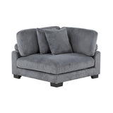 detailed view of grey fabric texture on sectional sofa