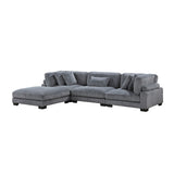 main view of Traverse Gray Corduroy Fabric sectional sofa