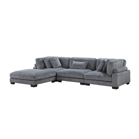 main view of Traverse Gray Corduroy Fabric sectional sofa